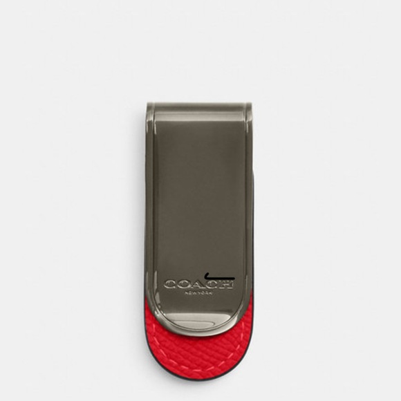 NWT Coach CM180 Money Clip Bright Poppy Red Leather - Picture 2 of 6